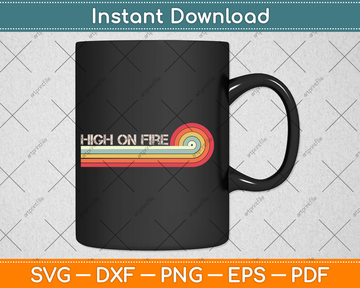 High On Fire Retro Stripes Musician Vintage Svg Digital Cutting File