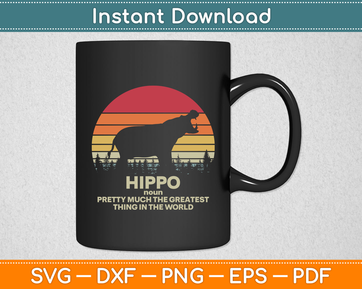 Hippo Definition Hippopotamus Funny Vintage Svg Png Dxf Digital Cutting File