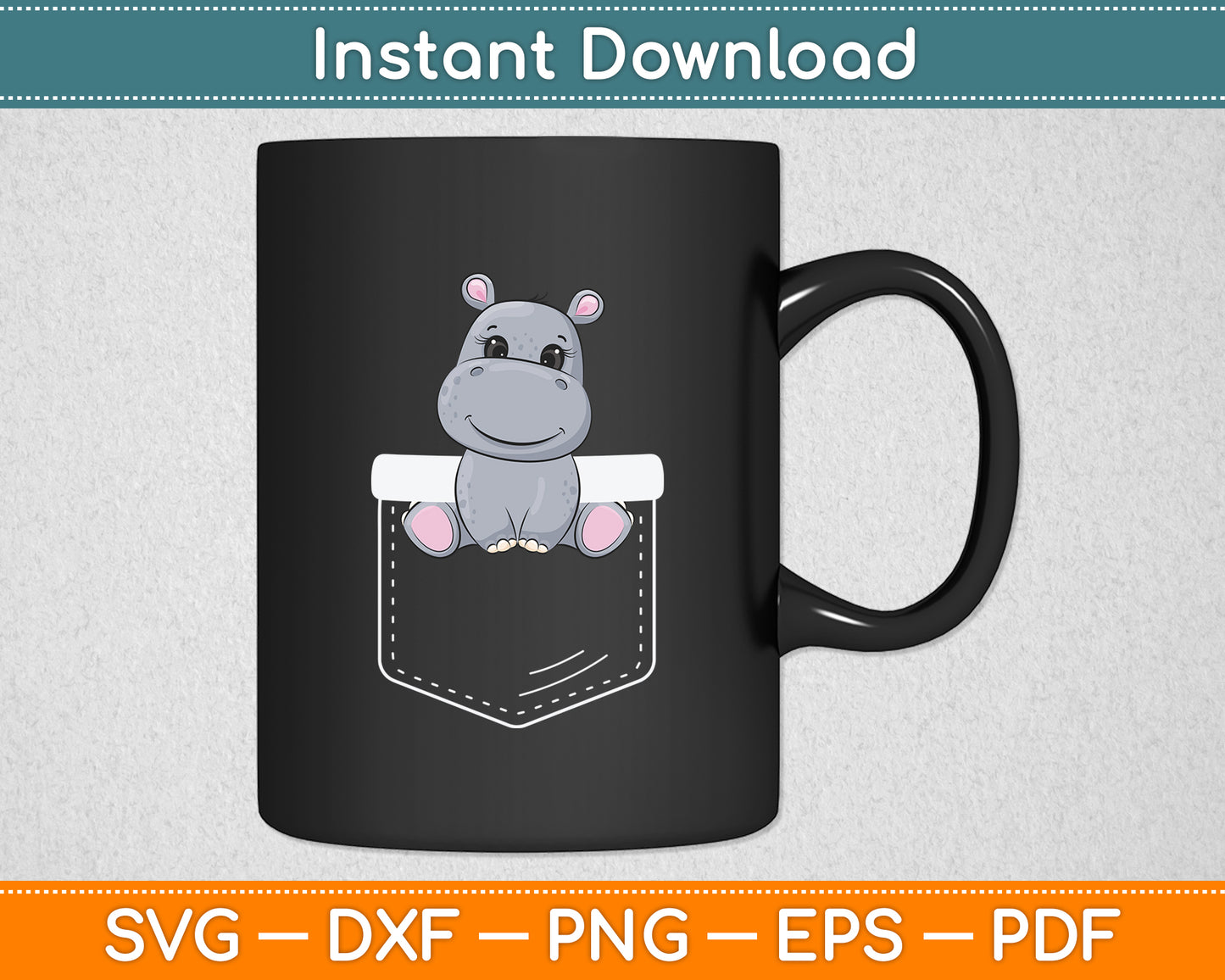 Hippo In Pocket Hippopotamus Svg Png Dxf Digital Cutting File