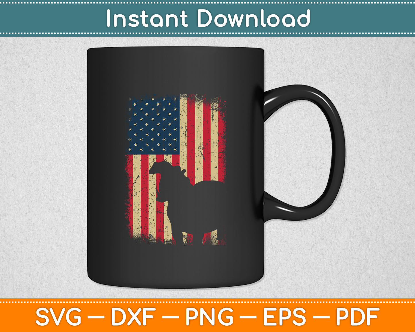 Hippopotamus American Flag 4th of July Svg Png Dxf Digital Cutting File