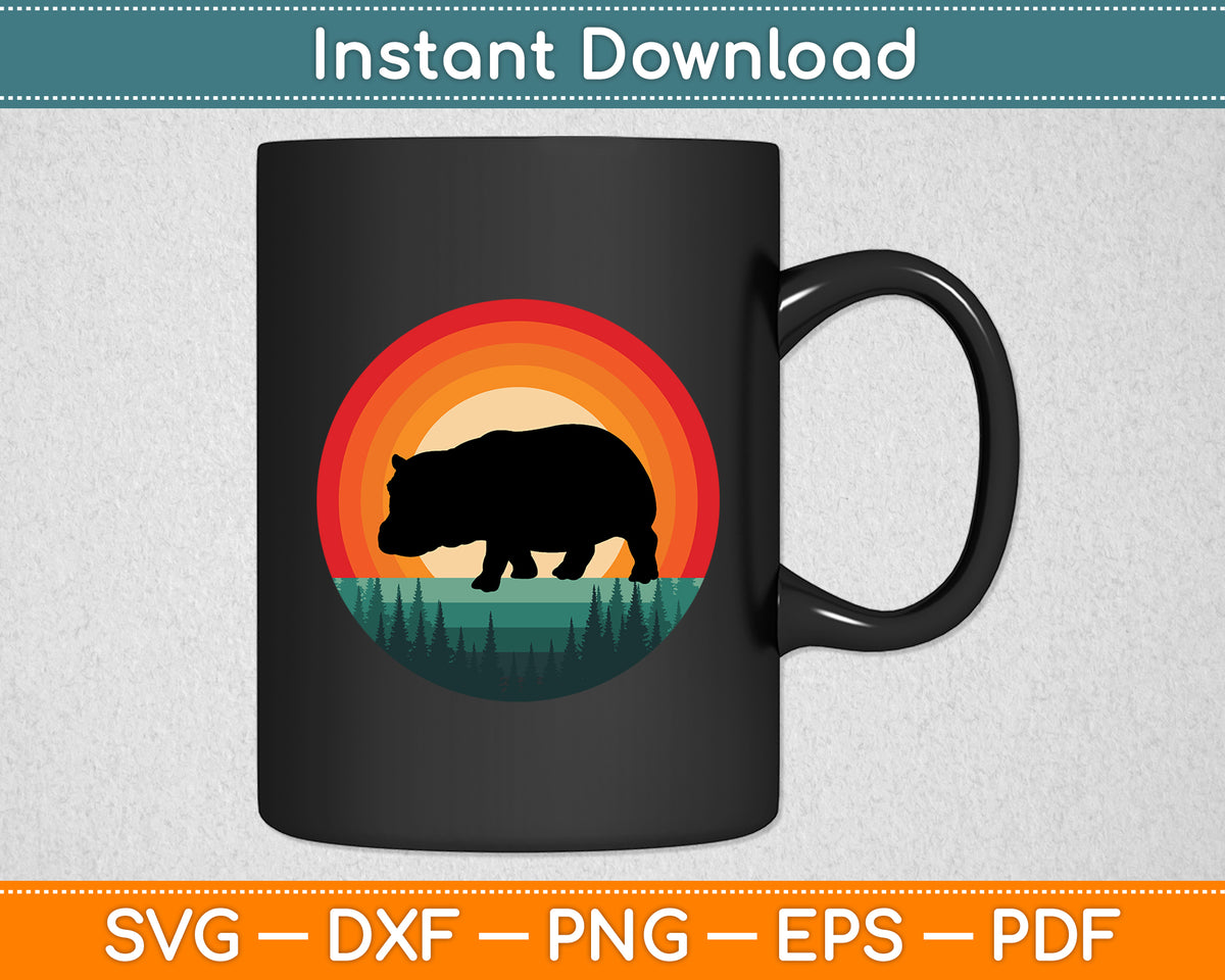 Hippos Retro Vintage 60s 70s Sunset Hippos Mammal Svg Png Dxf Digital Cutting File