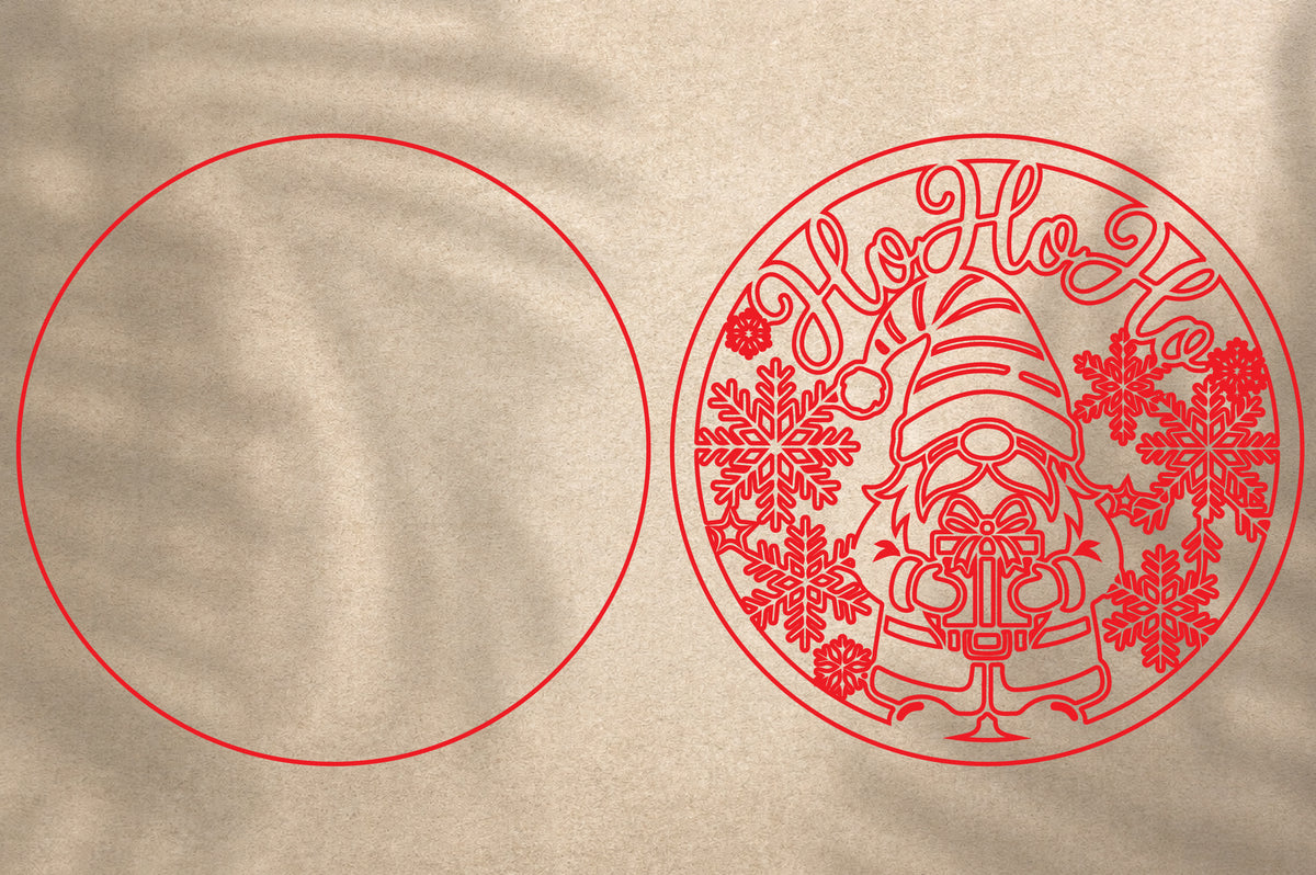 Ho Ho Ho Christmas Gnome SVG | Gnome Snowflake Ornament Laser Cut