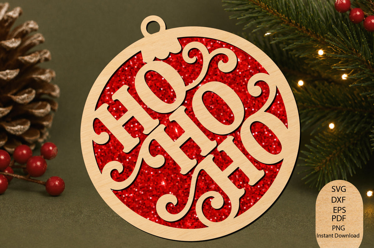 Ho Ho Ho Christmas Ornament Laser Cut SVG, Santa Holiday Ornament Cut File