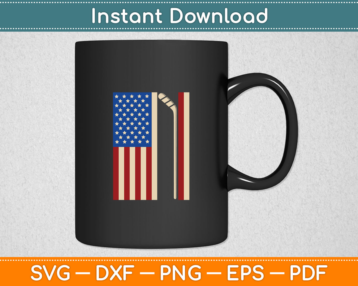 Hockey USA American Flag Hockey Stick Ice Hockey Dad Svg Digital Cutting File