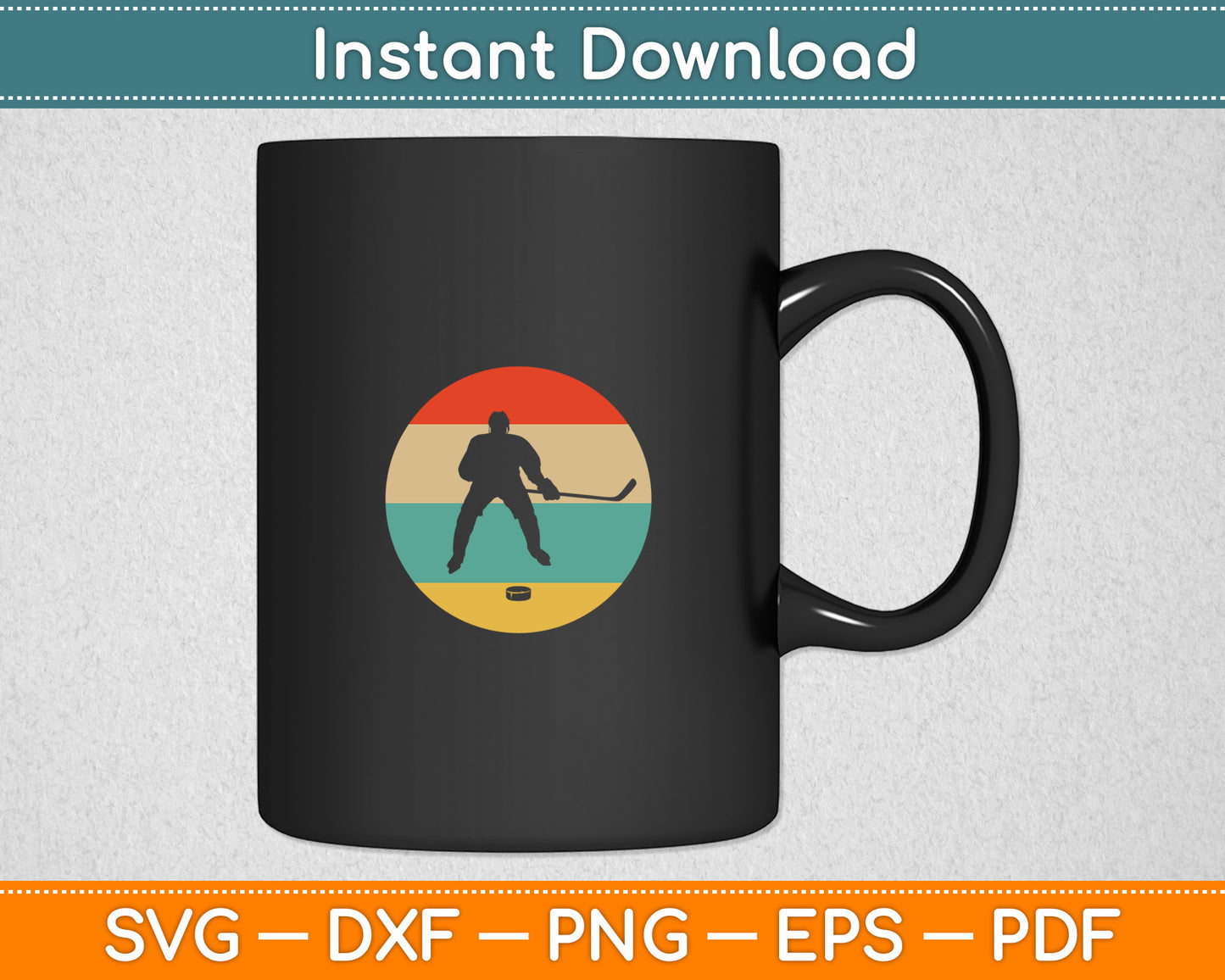 Hockey Vintage Retro Hockey Player Svg Digital Cutting File