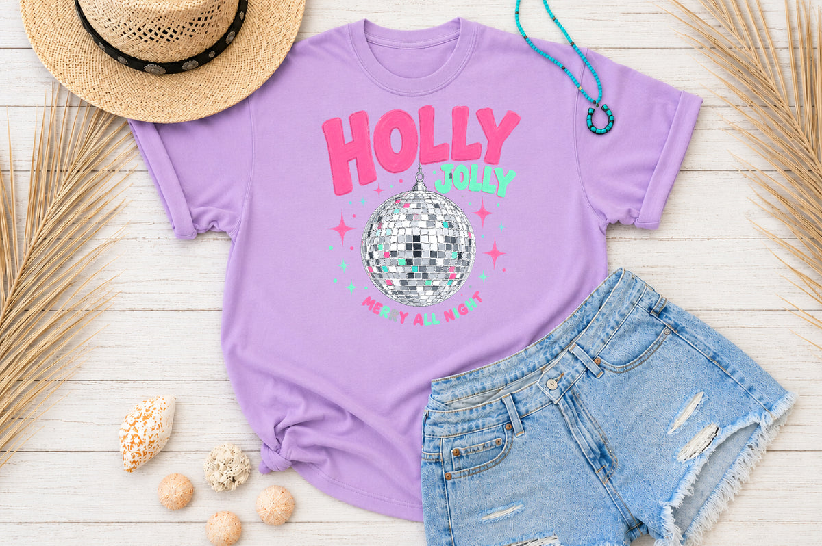 Holly Jolly Christmas Disco Ball PNG
