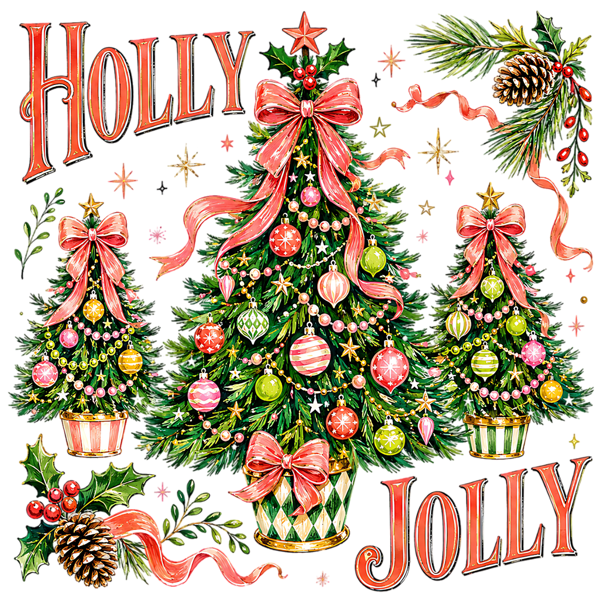 Holly Jolly Christmas Tree PNG