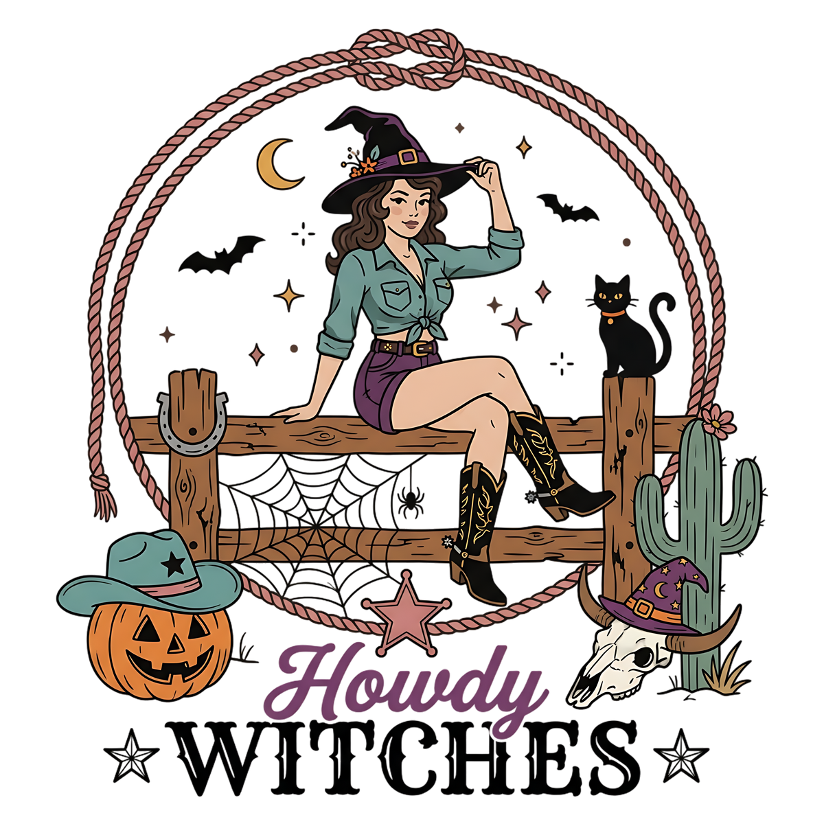 Howdy Witches Western Halloween PNG