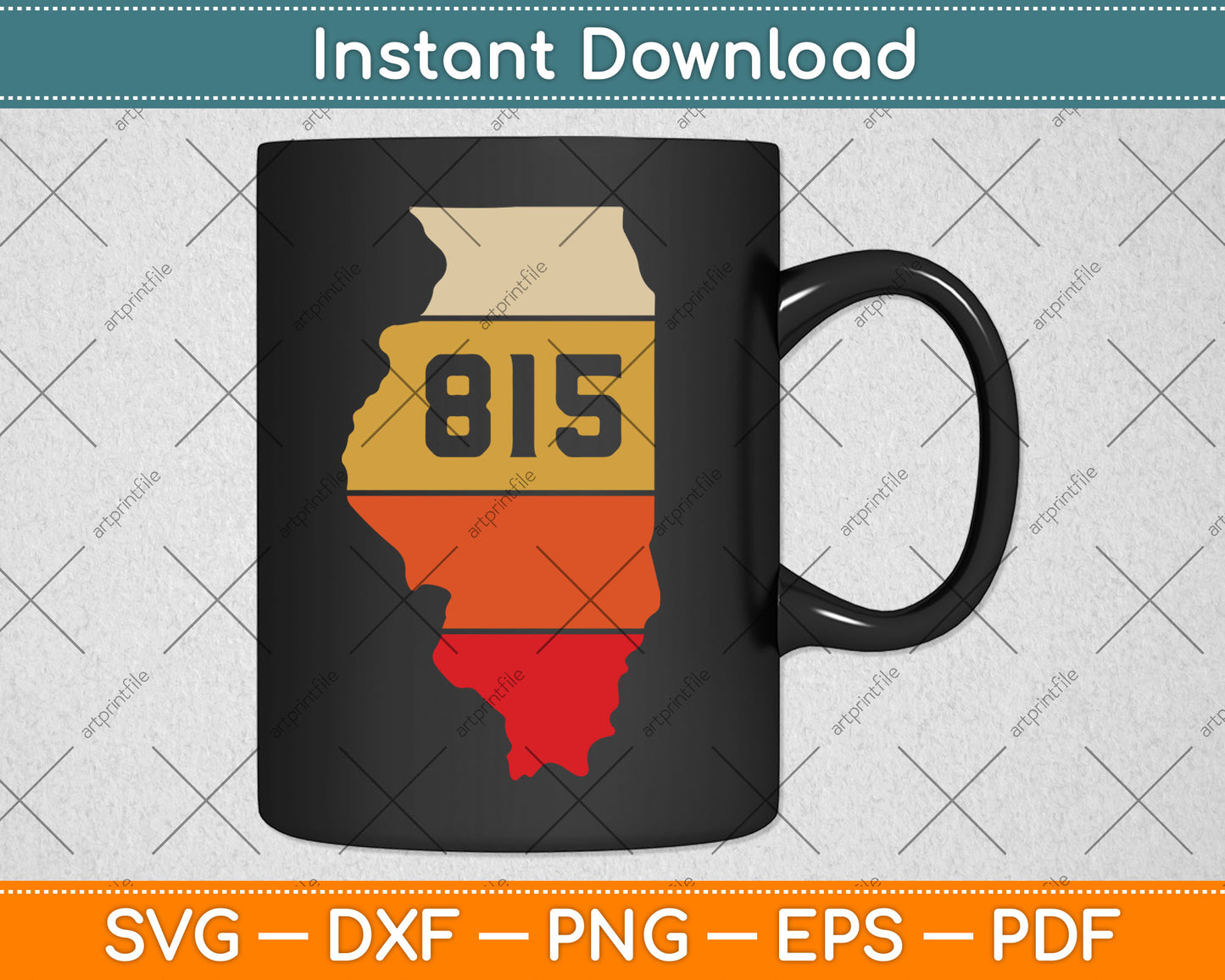 Illinois Retro Local Map Heart Area Code 815 Vintage Svg Digital Cutting File