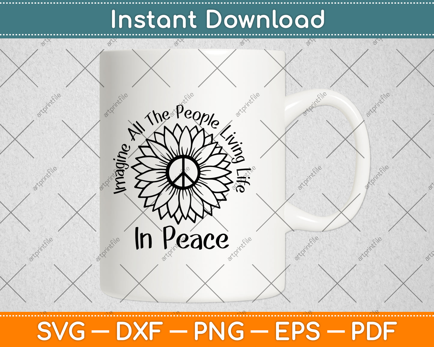 Imagine All The People Living Life In Peace Svg Png Dxf Digital Cutting File