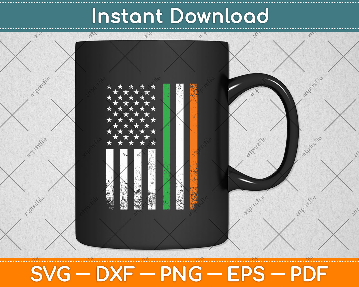 Irish American Flag St Patricks Day Svg Digital Cutting File