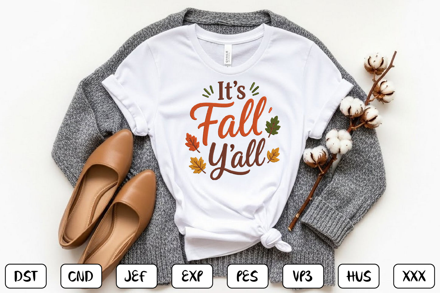 It’s Fall Y’all Embroidery Design, Cute Fall Machine Embroidery Pattern, Autumn Embroidery Design