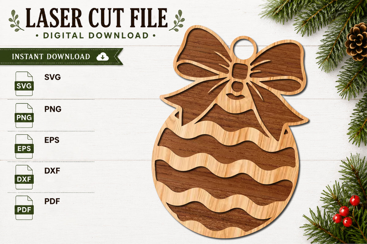Christmas Bow Ornament Laser Cut SVG