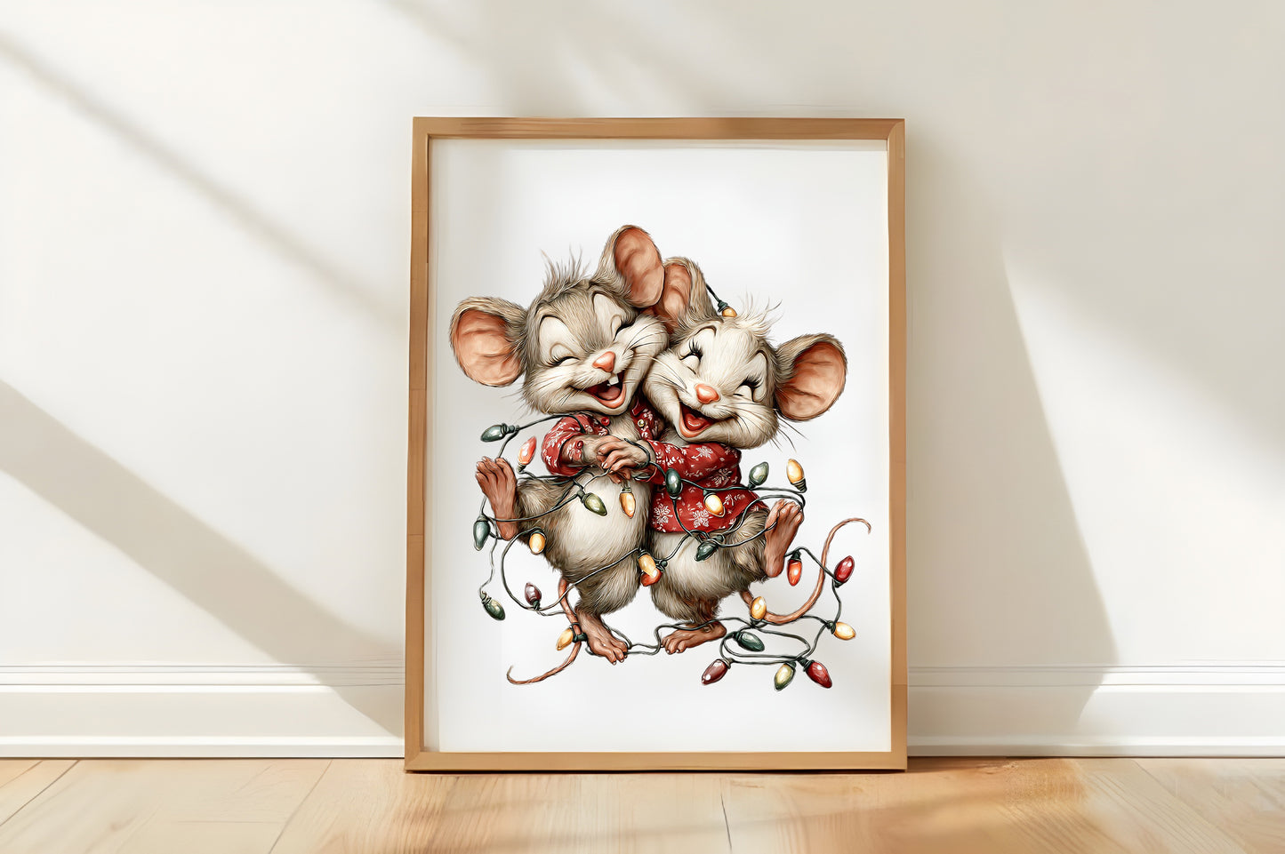 Christmas Mouse Couple Clipart PNG Bundle | Cute Watercolor Holiday Mouse Couple Clipart