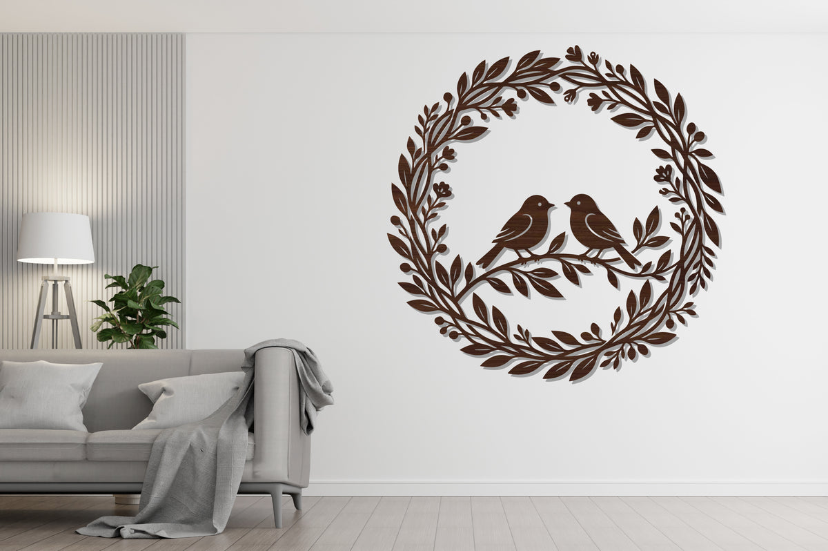 Love Birds Botanical Wreath SVG