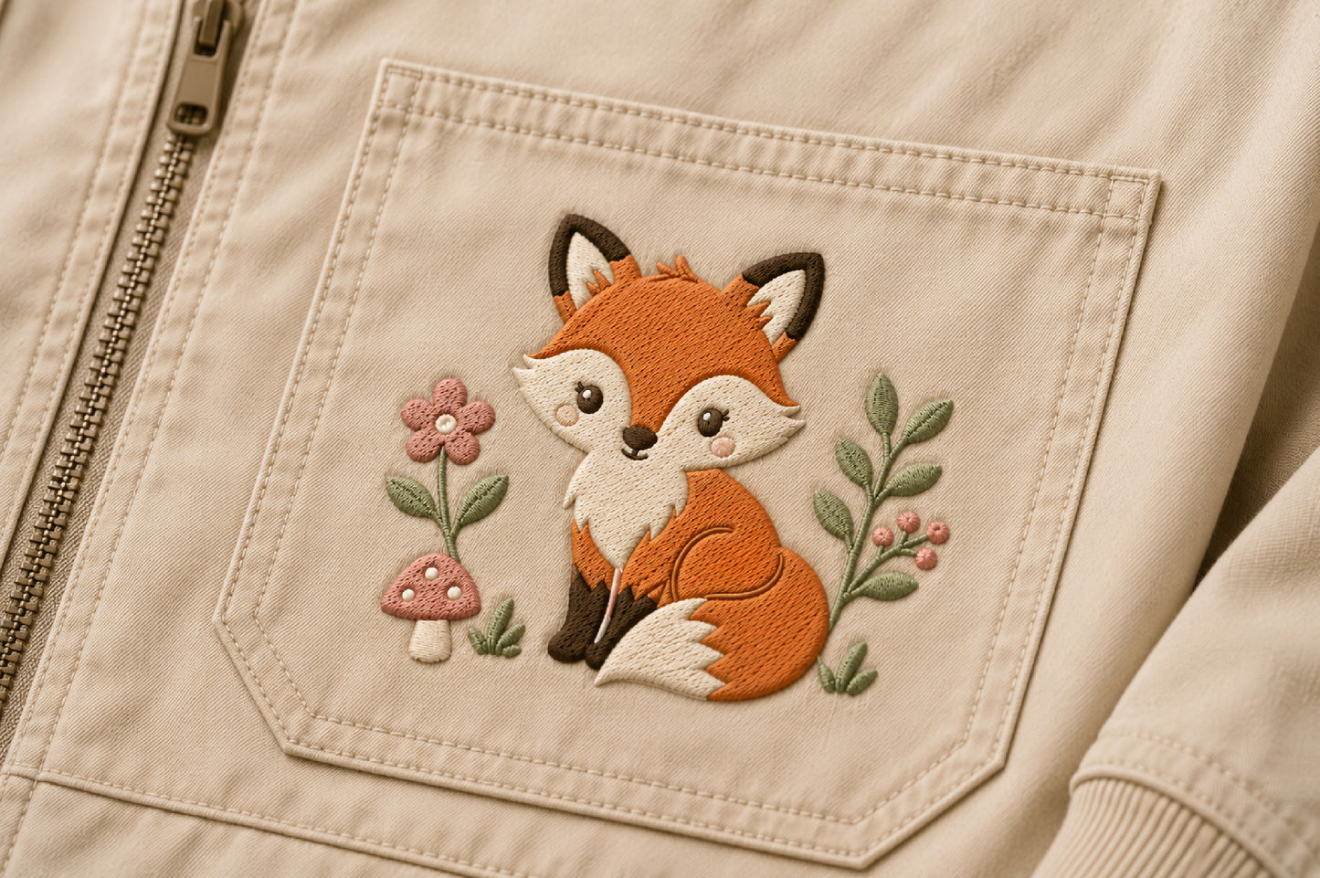 Cute Fox Embroidery Design – Adorable Woodland Fox Machine Embroidery Pattern, Sweet Forest Animal Embroidery Design