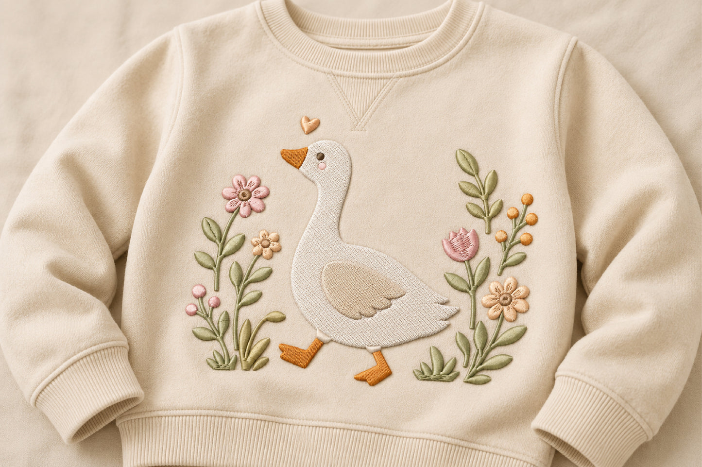 Cute Goose Embroidery Design – Adorable Goose Machine Embroidery Pattern, Sweet Farm Bird Embroidery Design