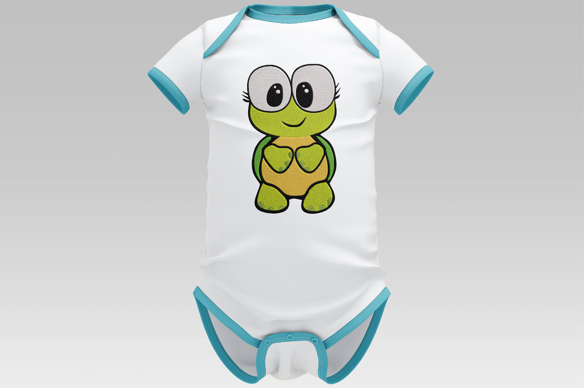 Cute Turtle Embroidery Design, Adorable Kawaii Turtle Machine Embroidery Pattern, Cute Sea Turtle Embroidery Design