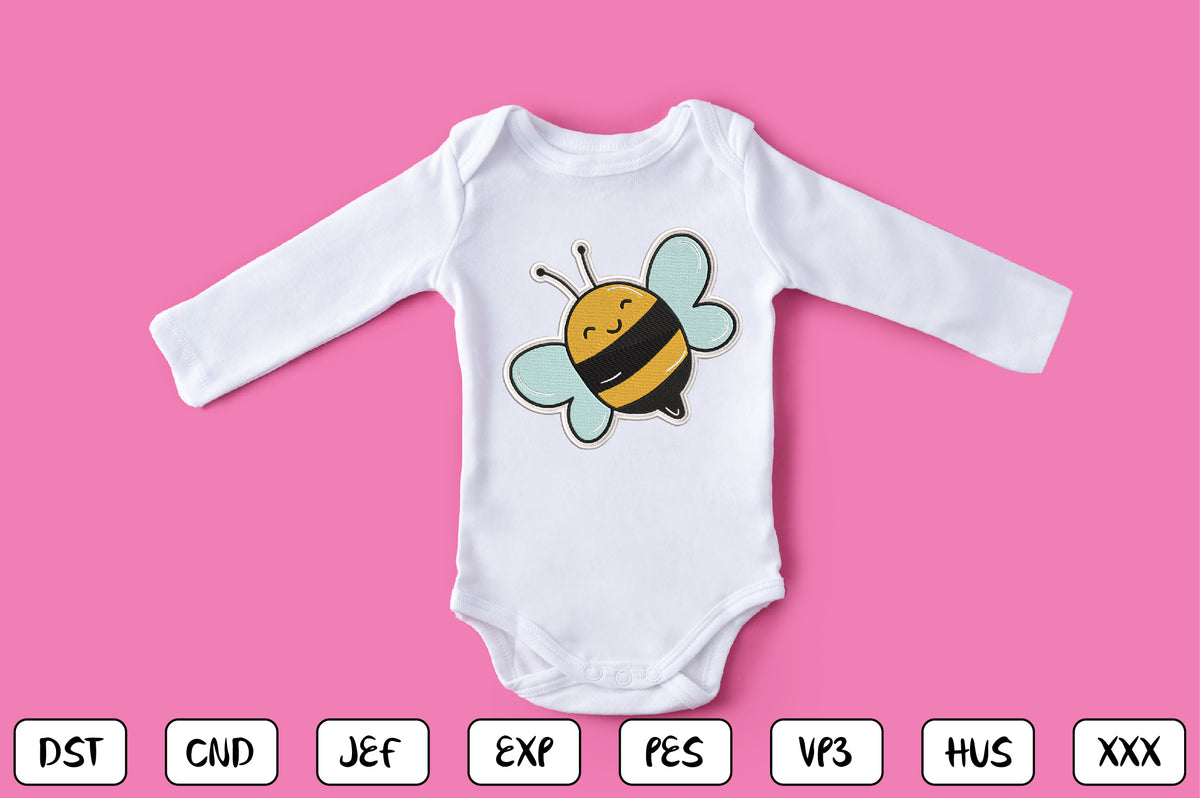 Cute Bee Patch Embroidery Design, Adorable Honey Bee Machine Embroidery Pattern, Kawaii Bumble Bee Embroidery Patch Design,