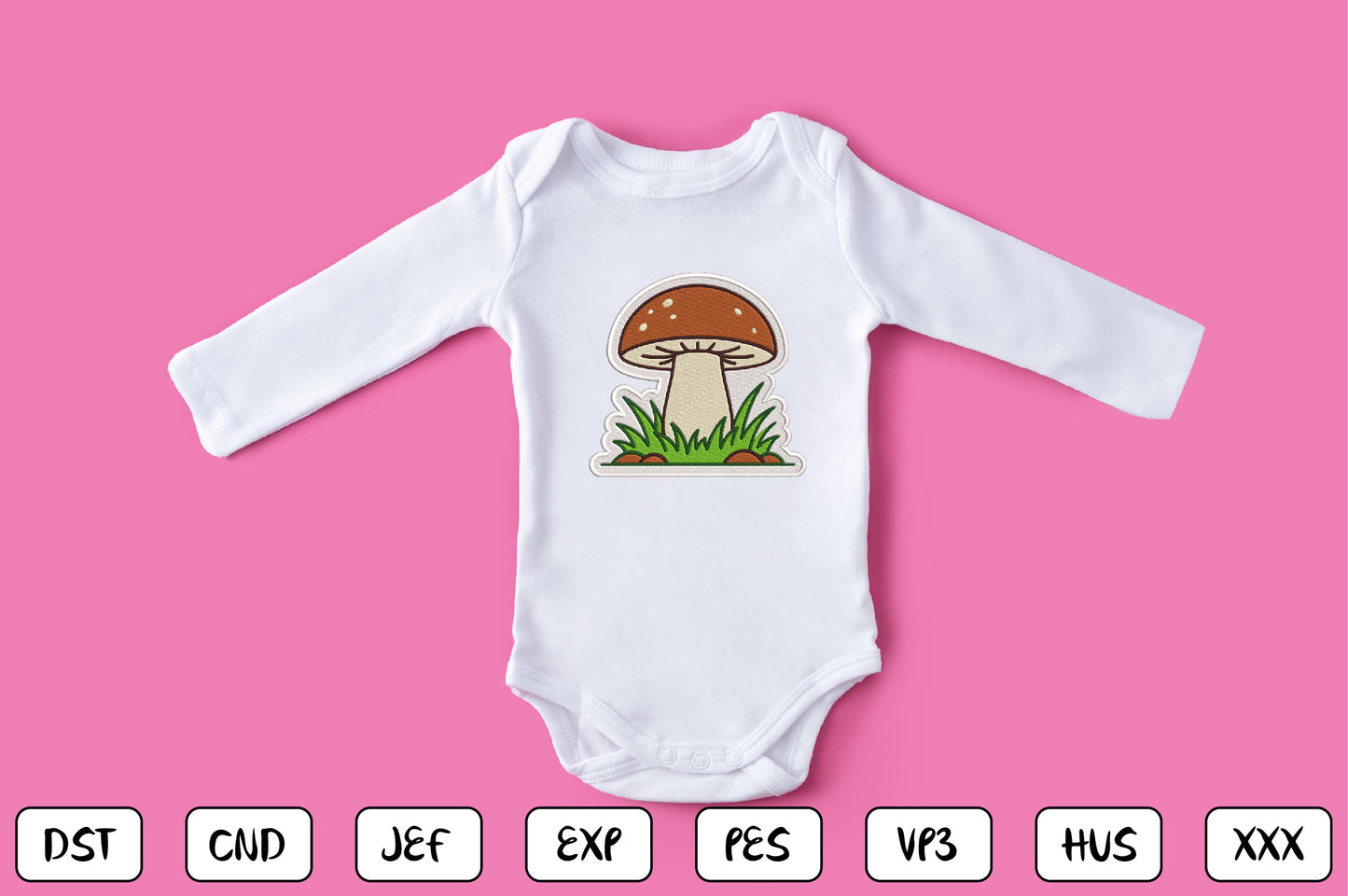 Cute Mushroom Patch Embroidery Design, Adorable Kawaii Mushroom Machine Embroidery Pattern, Woodland Mushroom Embroidery Patch Design