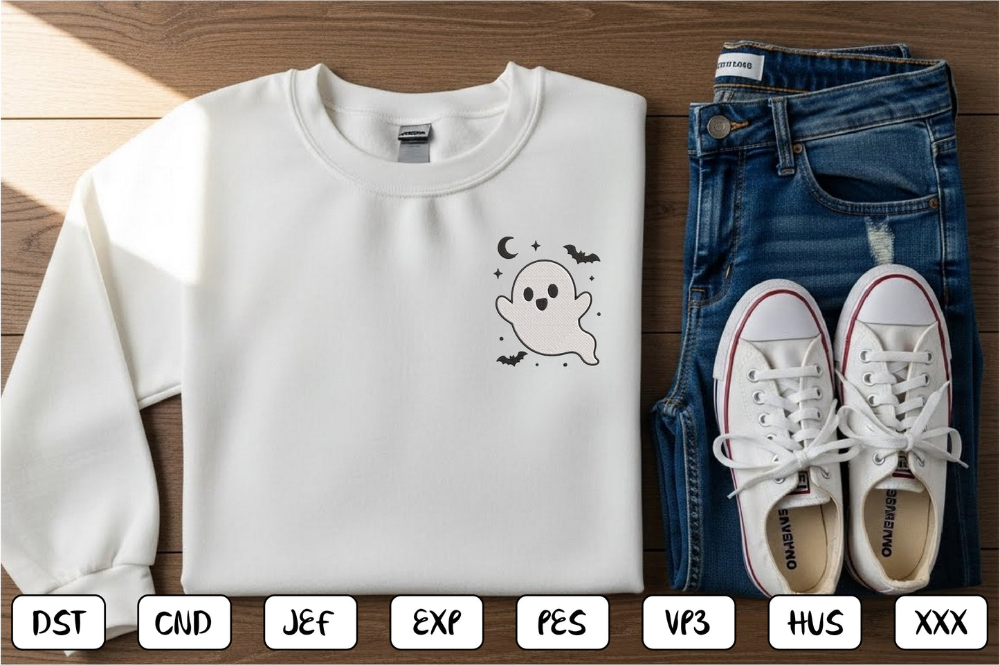 Kawaii Ghost Embroidery Bundle – Cute Halloween Ghost Machine Embroidery Designs, Adorable Spooky Embroidery