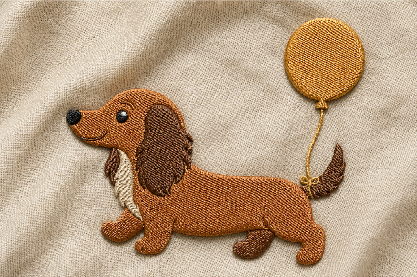 Cute Dachshund Embroidery Design – Adorable Dachshund Dog Machine Embroidery Pattern, Sweet Wiener Dog Embroidery Design