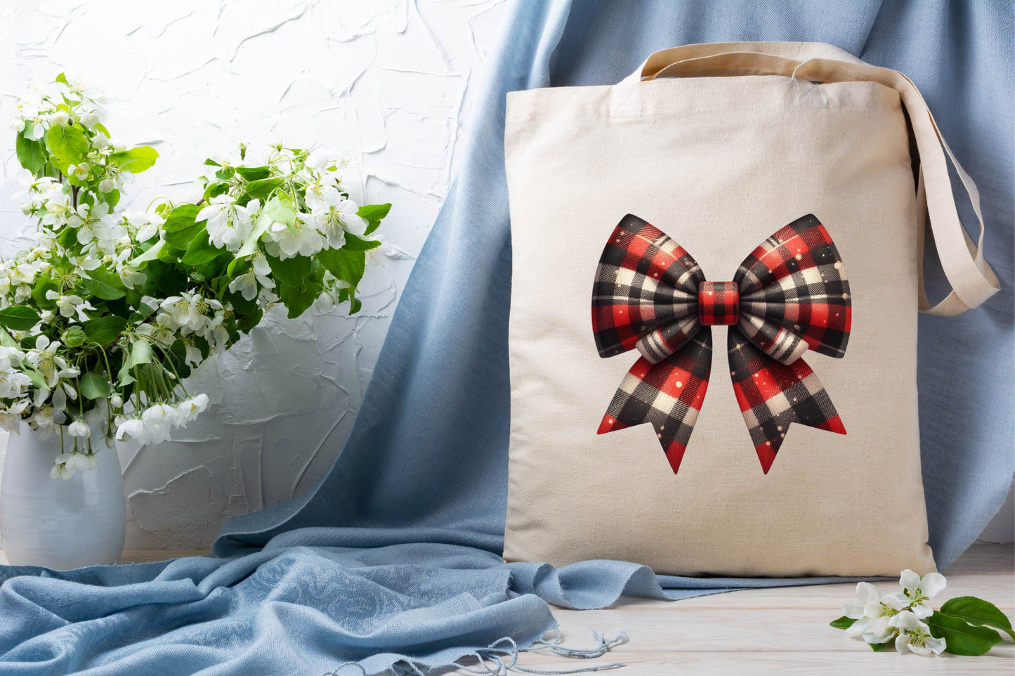 Christmas Buffalo Plaid Bow PNG Clipart Bundle