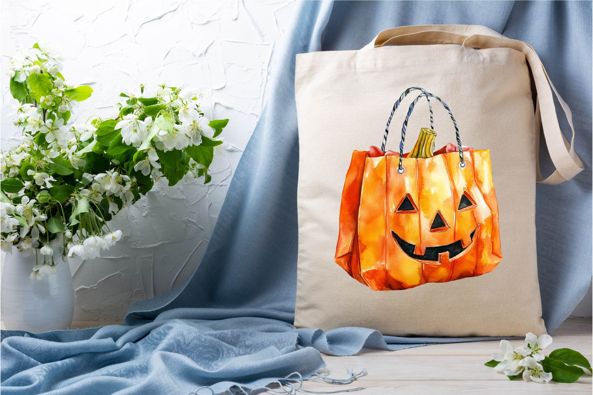 24 Halloween Trick or Treat Bag Clipart PNG Bundle