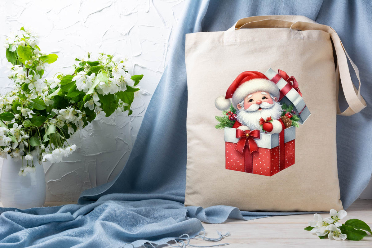 Christmas Santa Gift Box Watercolor PNG Bundle