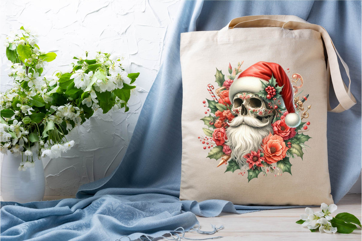 31 Christmas Santa Floral Skull Clipart Bundle