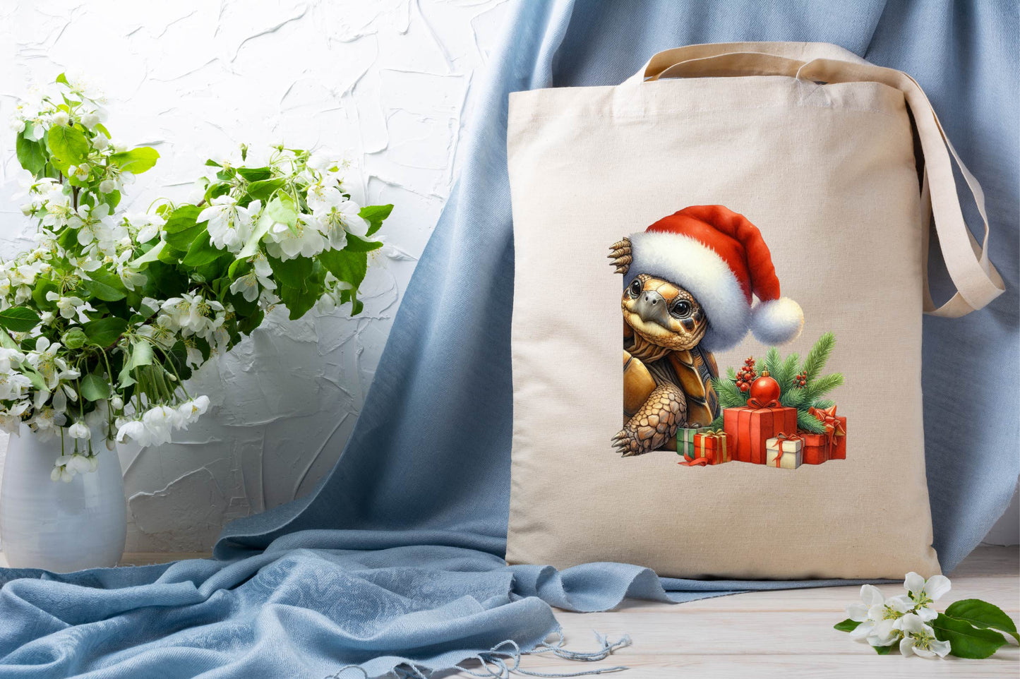 Christmas Tortoise Santa Watercolor Clipart PNG Bundle