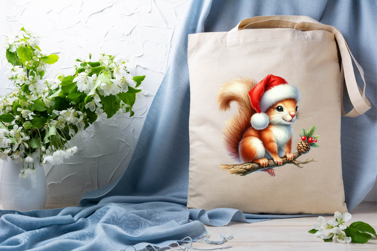 Christmas Squirrel Watercolor Clipart PNG Bundle