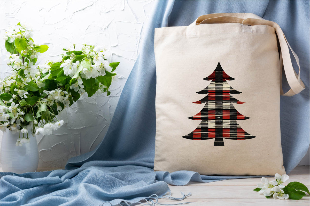 28 Christmas Primitive Wood Tree Clipart Bundle PNG, Rustic Plaid Christmas Tree Sublimation Designs