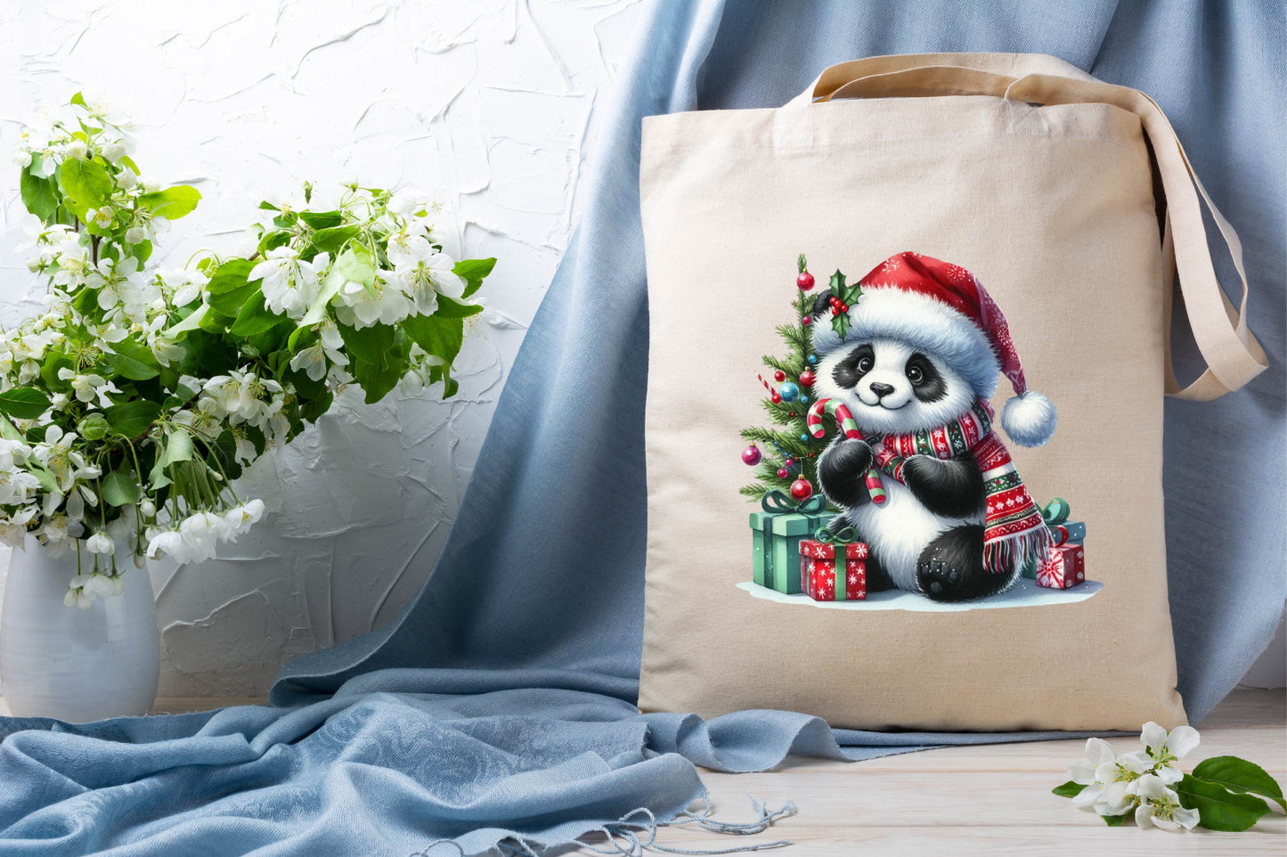 Christmas Panda Watercolor Clipart PNG Bundle
