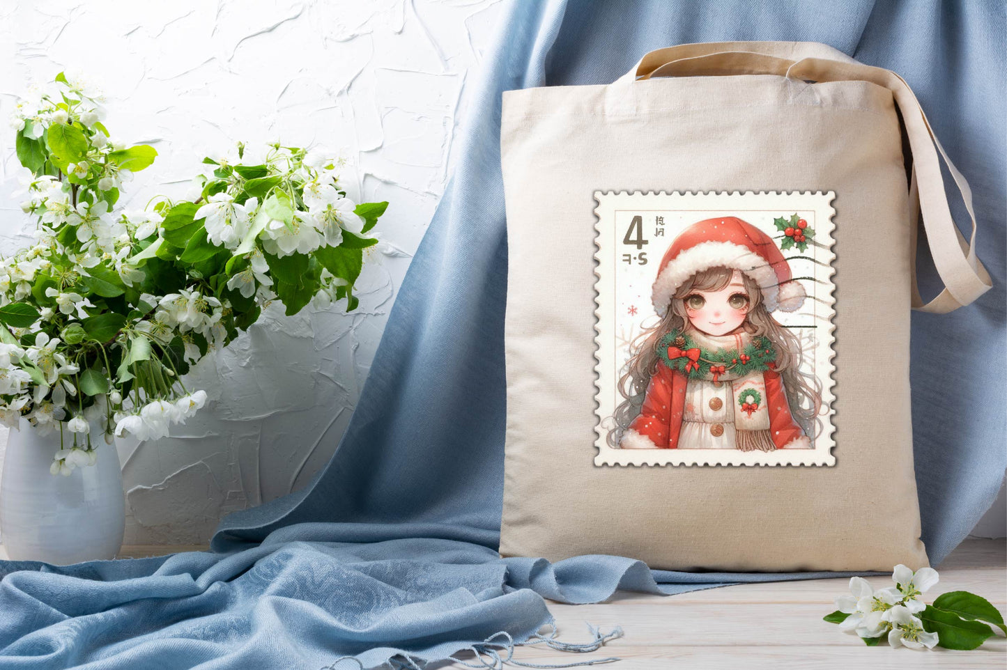 Christmas Girl Postage Stamp Clipart Bundle 19 Holiday PNG Designs