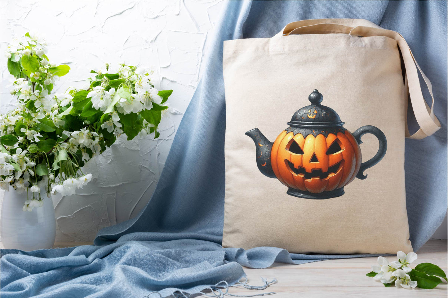 29 Halloween Pumpkin Teapot Clipart PNG Bundle