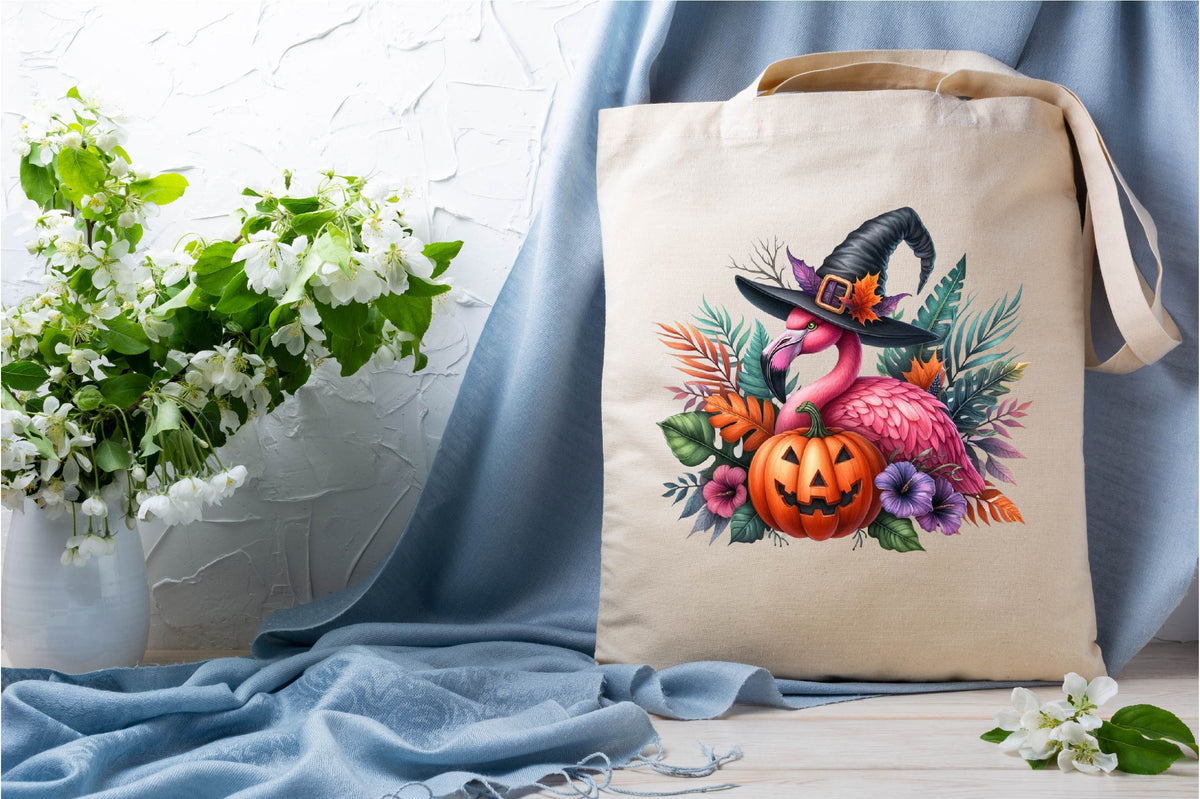 31 Halloween Witch Hat Flamingo Clipart Bundle PNG, Cute Flamingo Pumpkin Sublimation Designs