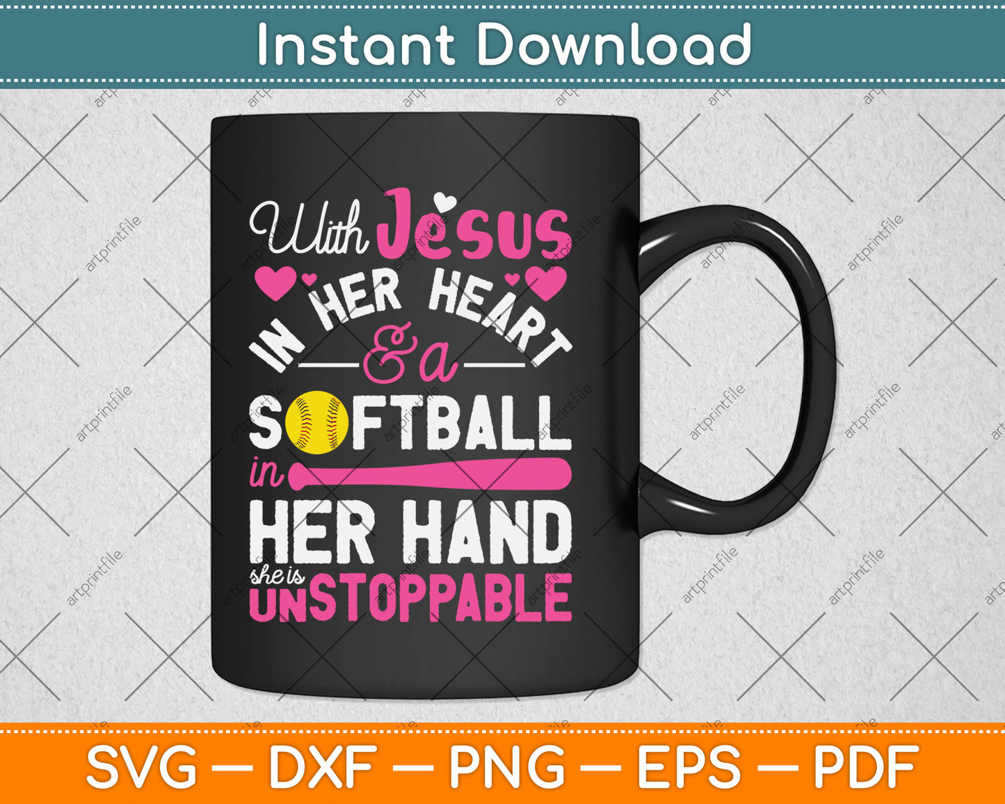 Jesus In Her Heart Softball Hand Funny Pitcher Gift For Her Svg Digital Cutting File