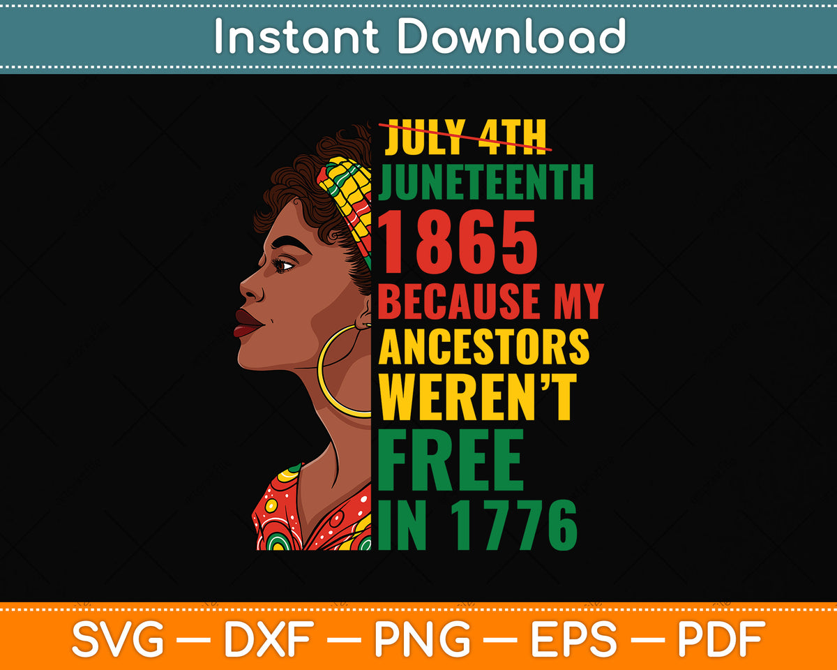 Juneteenth Is My Independence Day Afro Melanin Black Women Svg File 