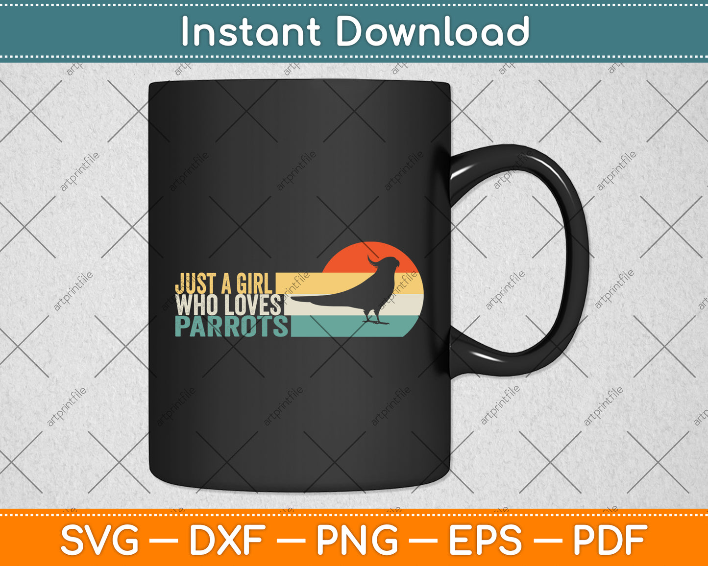 Just A Girl Who Loves Parrots Lover Parrot Girl Retro Svg Digital Cutting File