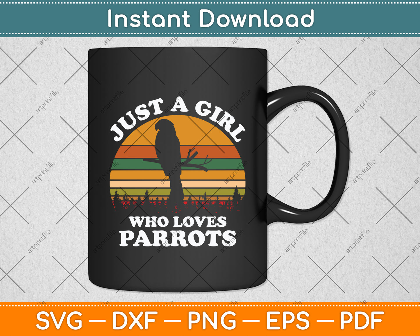 Just A Girl Who Loves Parrots Parrot Bird Vintage Svg Digital Cutting File