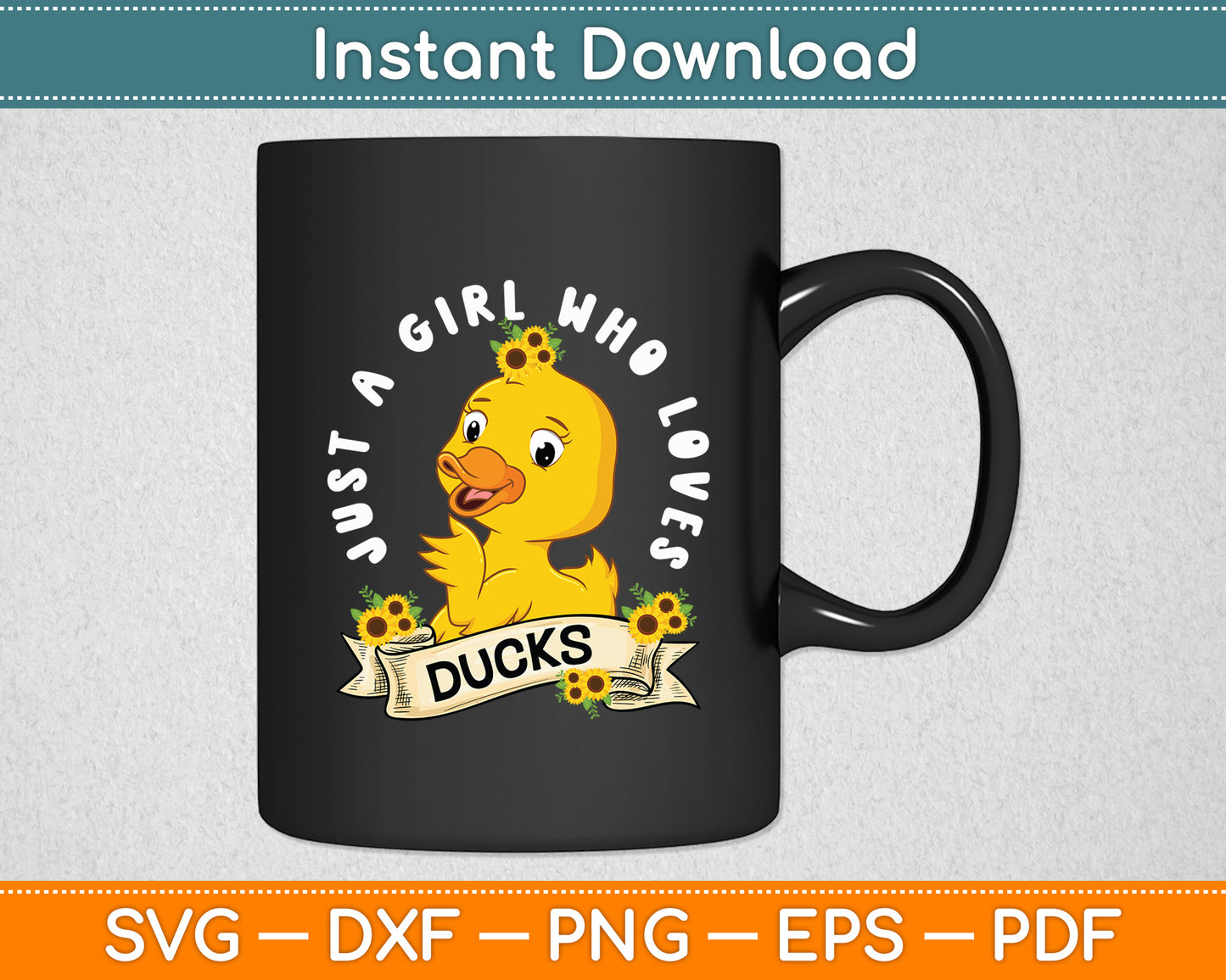 Just a Girl Who Loves Ducks Cute Duck Svg Png Dxf Digital Cutting File