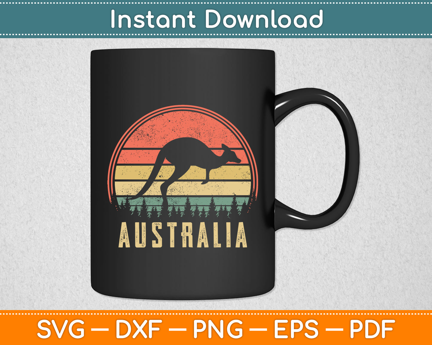 Kangaroo Aussie Zoo Animal Lover Australia Retro Svg Png Dxf Digital Cutting File
