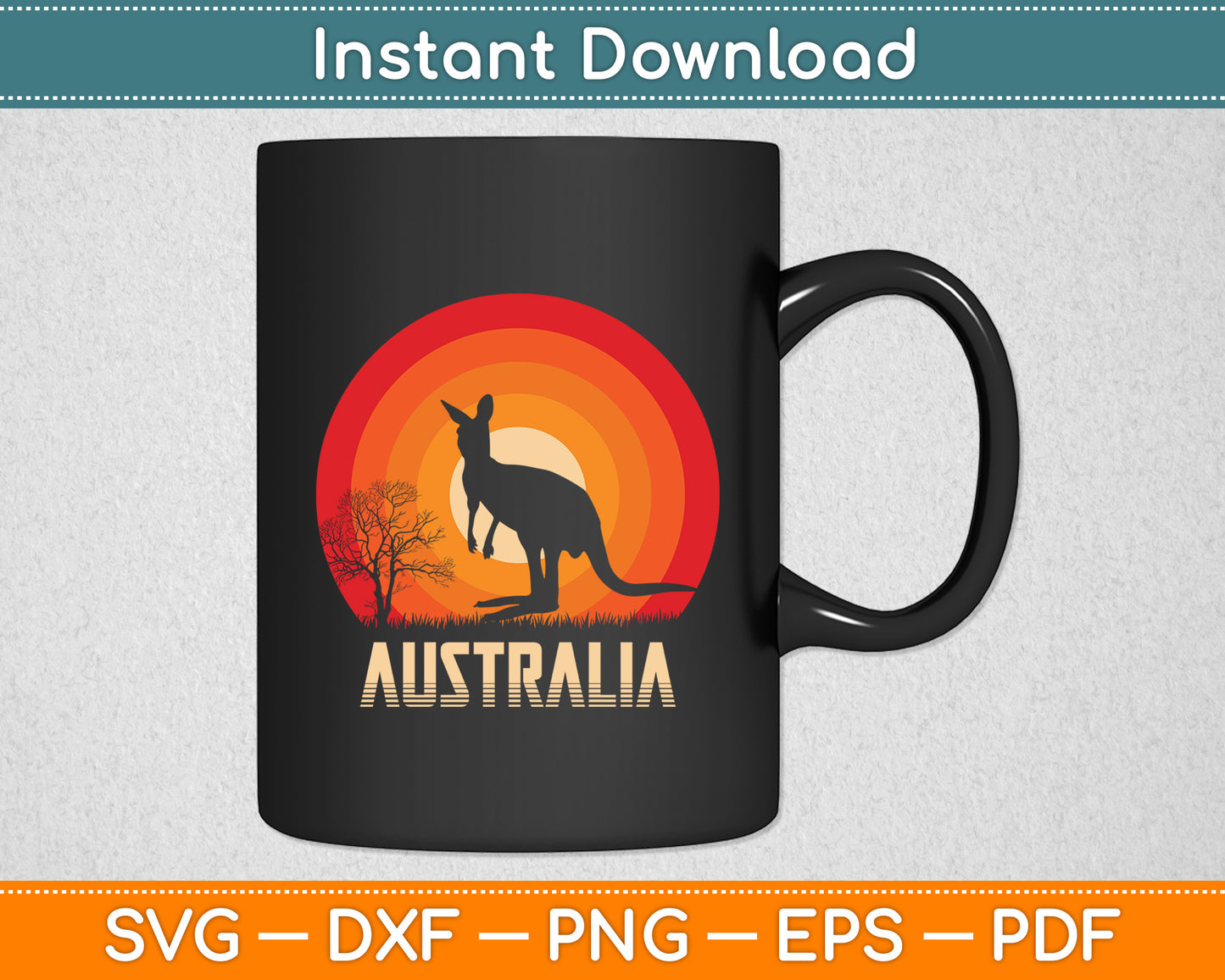 Kangaroo Aussie Zoo Animal Lover Retro Australia Svg Png Dxf Digital Cutting File