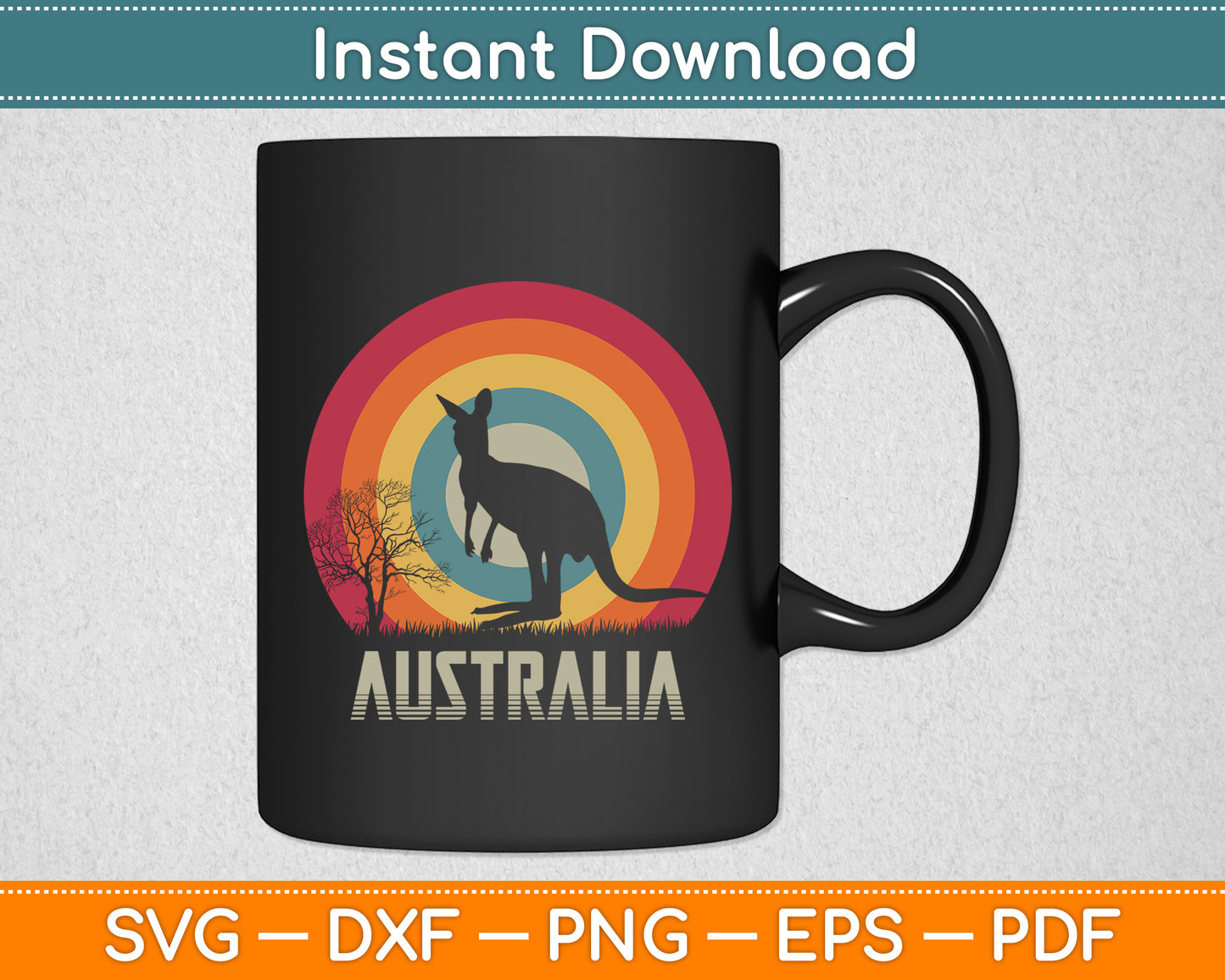 Kangaroo Aussie Zoo Animal Lover Retro Australia Svg Png Dxf Digital Cutting File