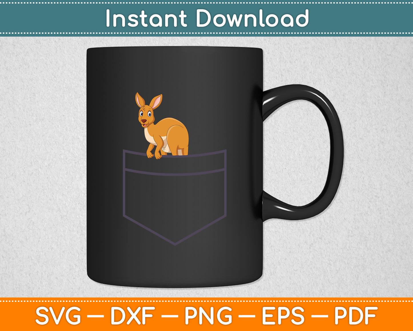 Kangaroo In Pocket Funny Animal Lover Svg Png Dxf Digital Cutting File