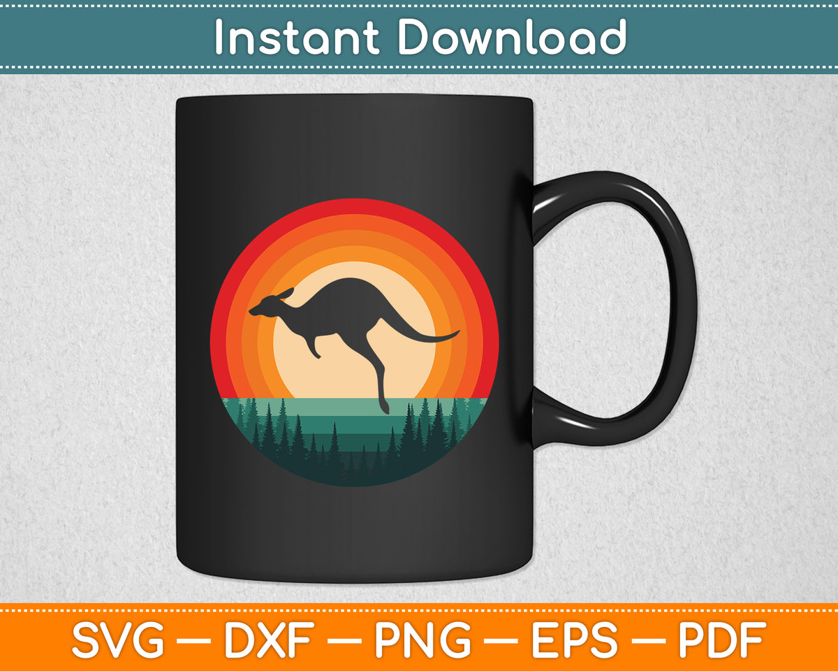 Kangaroo Retro Vintage 60s 70s Sunset kangaroo Mammal Animal Svg Digital Cutting File