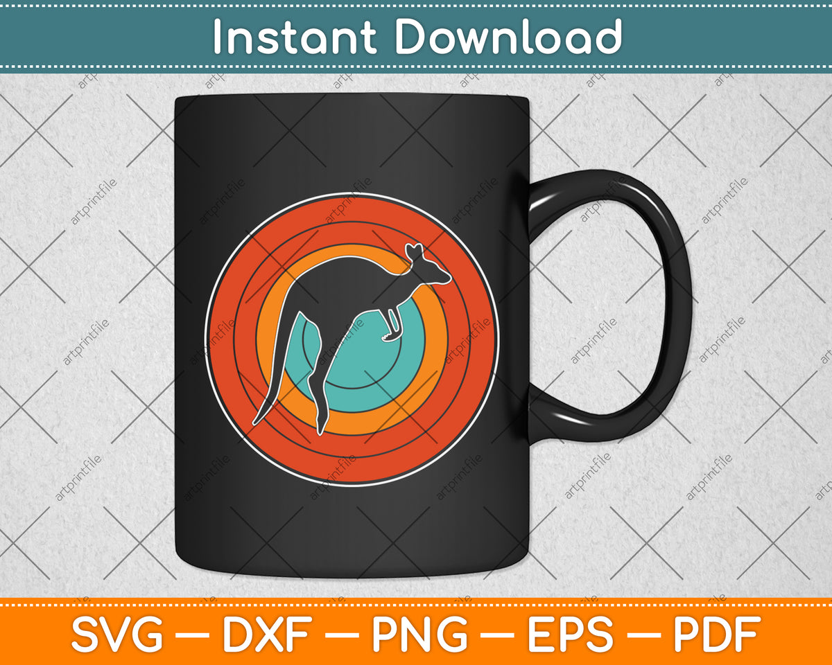 Kangaroo Vintage Retro Svg Png Dxf Digital Cutting File