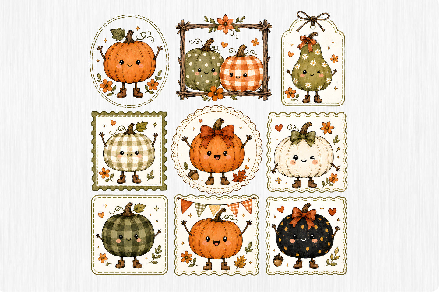 Kawaii Fall Pumpkin PNG Cute Pumpkin Patch Autumn Sublimation Design