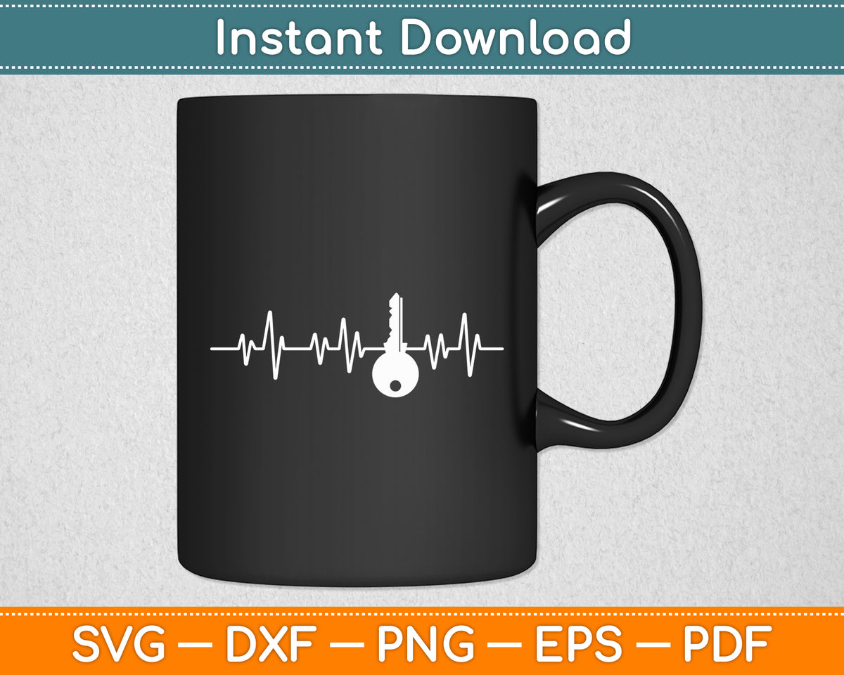Key Heartbeat Funny Locksmith Locksmithing Funny Svg Digital Cutting File